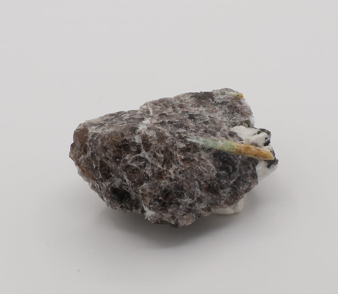 Bi-Colour Beryl with Hematite,  Mica, Feldspar, on Smoky Quartz