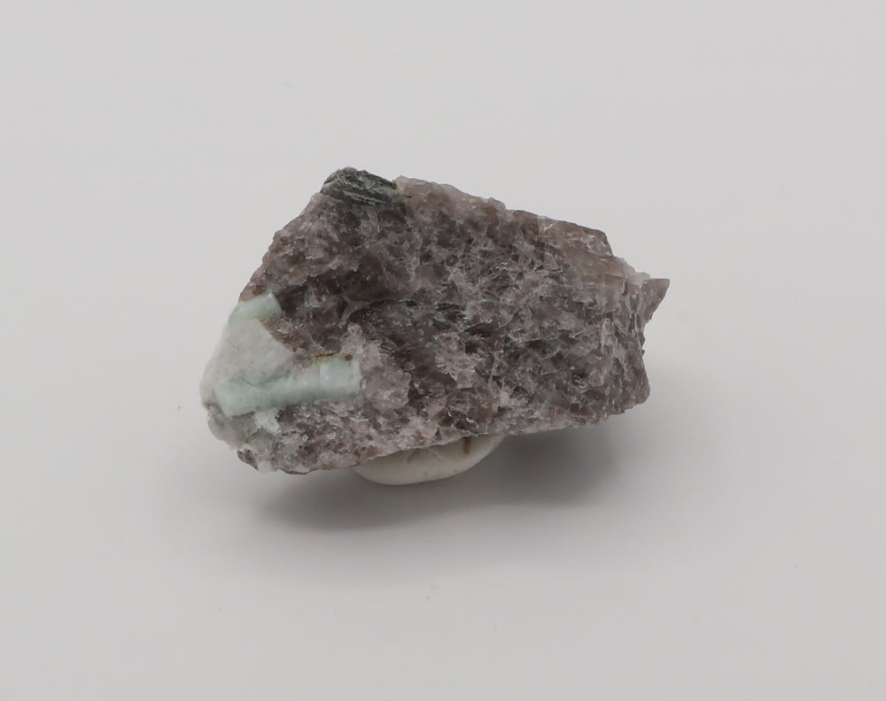 Aquamarine with Mica and Feldspar on Smoky Quartz