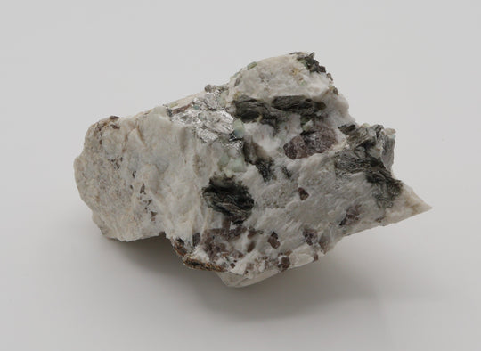 Aquamarine cluster with Mica and Smoky Quartz on Feldspar