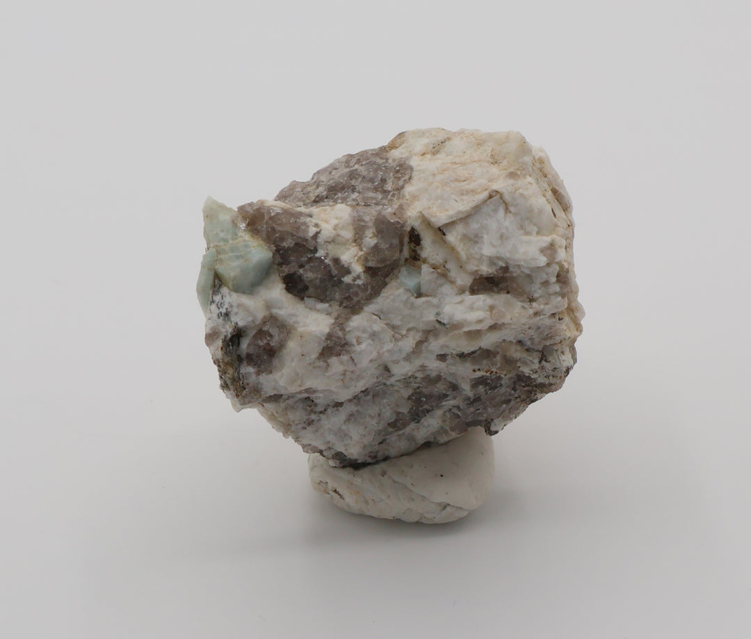 Aquamarine with Mica on Smoky Quartz and Feldspar