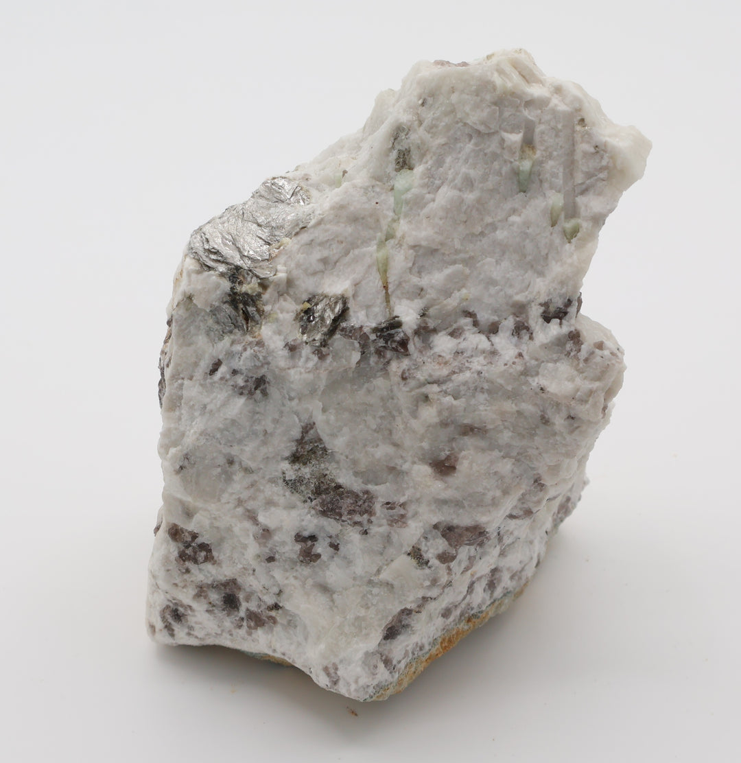 Heliodor, Bi-Colour Beryl, Aquamarine, Mica, Hematite, on Smoky Quartz and Feldspar