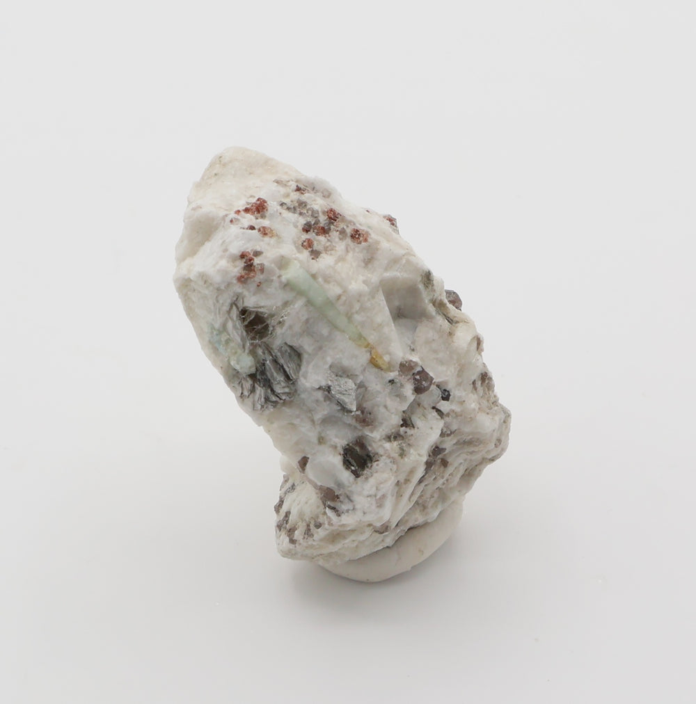 Bi-Colour Beryl with Spessartine Garnet, Mica, Smoky Quartz, on Feldspar