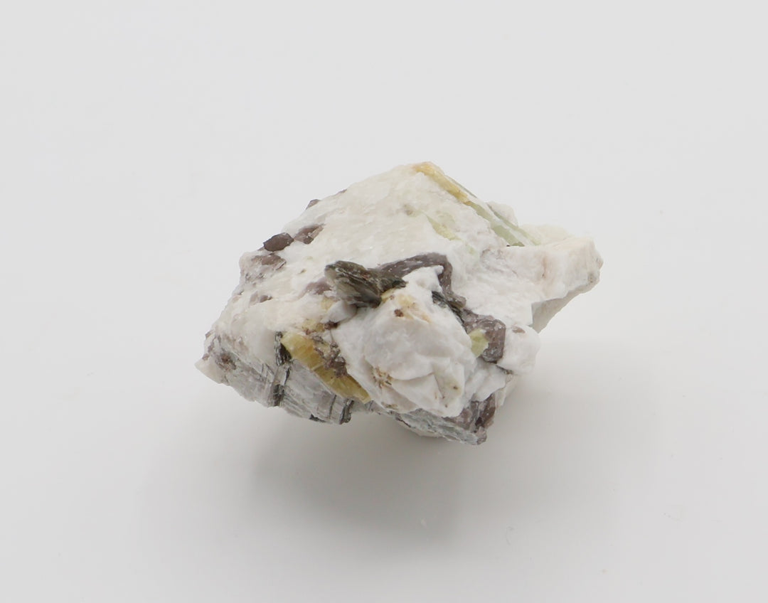 Bi-Colour Beryl with Heliodor, Mica, Smoky Quartz, on Feldspar