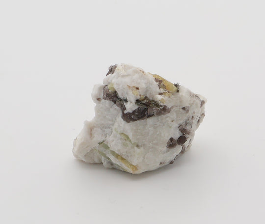 Bi-Colour Beryl with Heliodor, Mica, Smoky Quartz, on Feldspar
