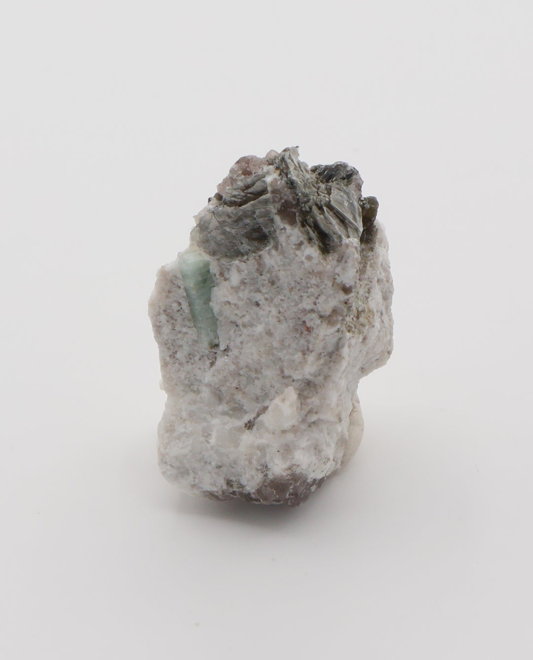 Aquamarine with Mica and Smoky Quartz on Feldspar