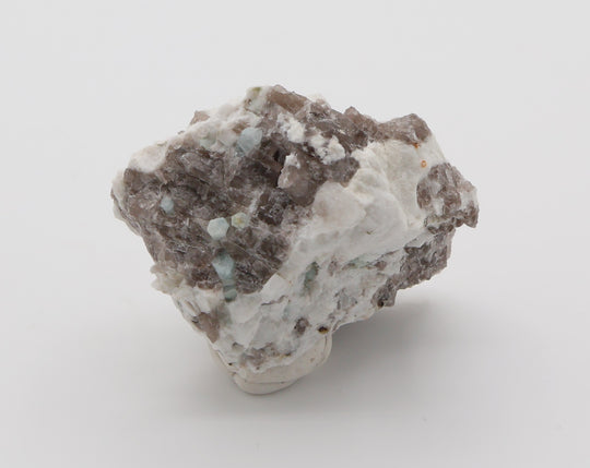 Aquamarine Cluster with Mica on Smoky Quartz and Feldspar