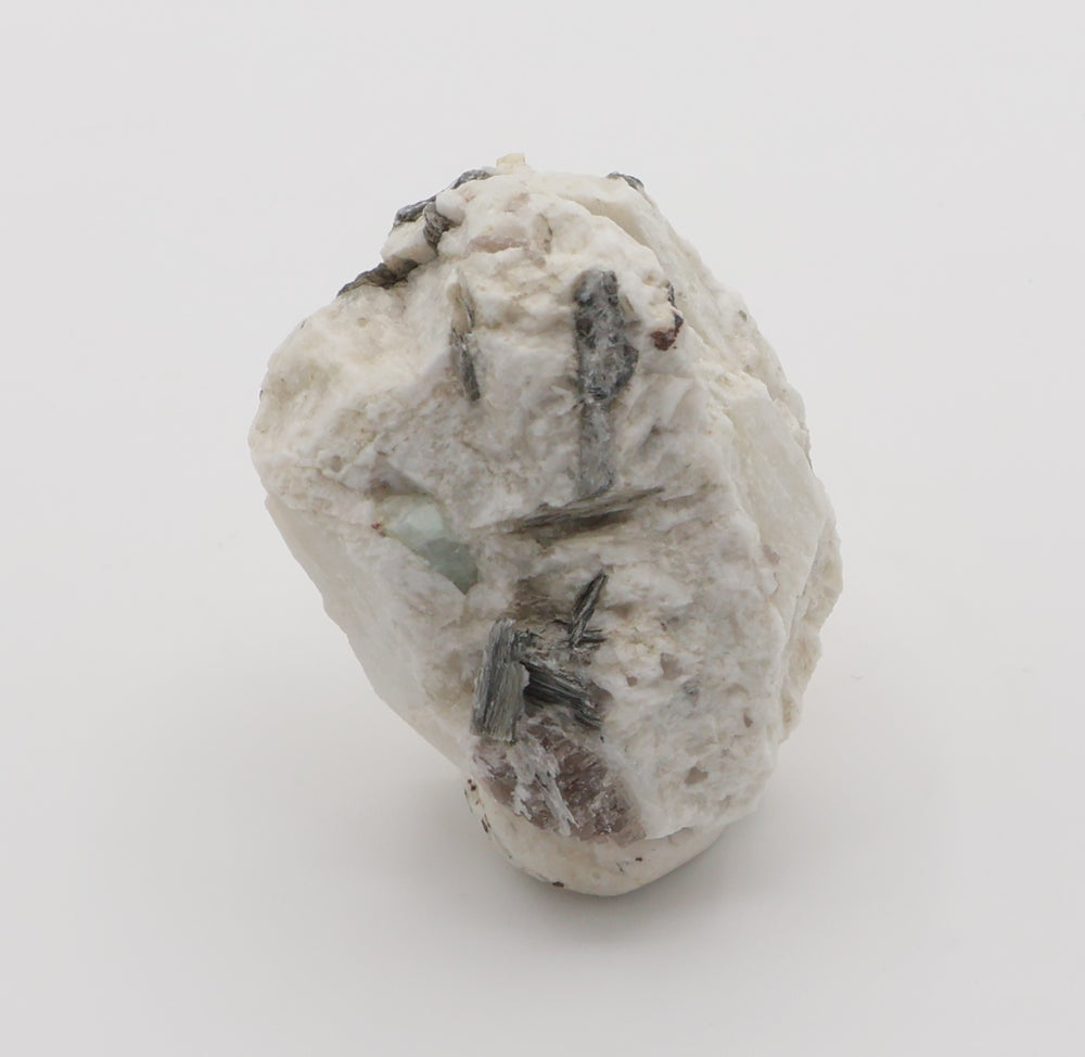 Aquamarine and Bi-Colour Beryl with Hematite, Mica, Smoky Quartz, on Feldspar