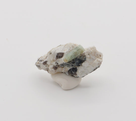 Aquamarine on Mica, Smoky Quartz, Feldspar
