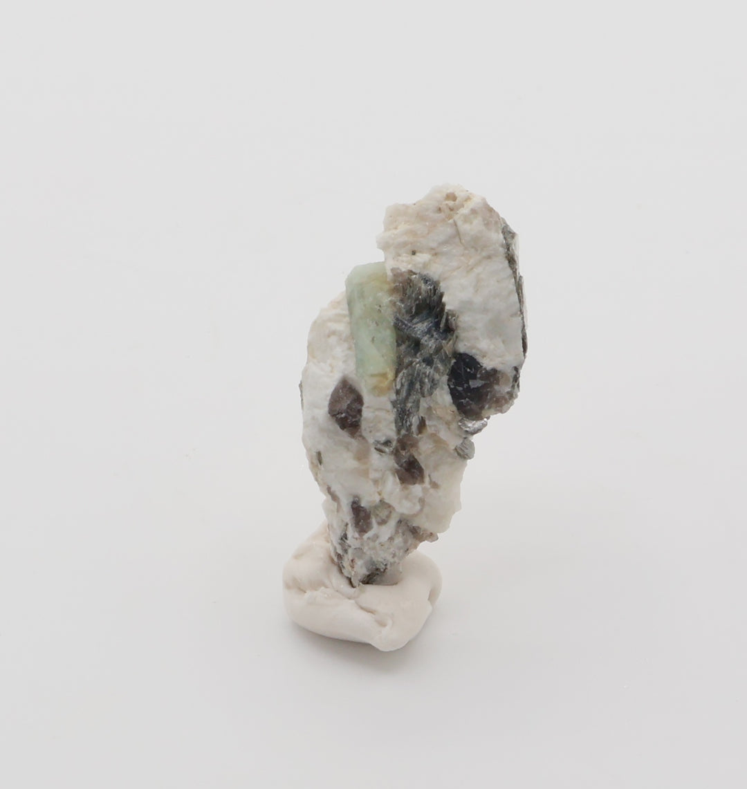 Aquamarine on Mica, Smoky Quartz, Feldspar