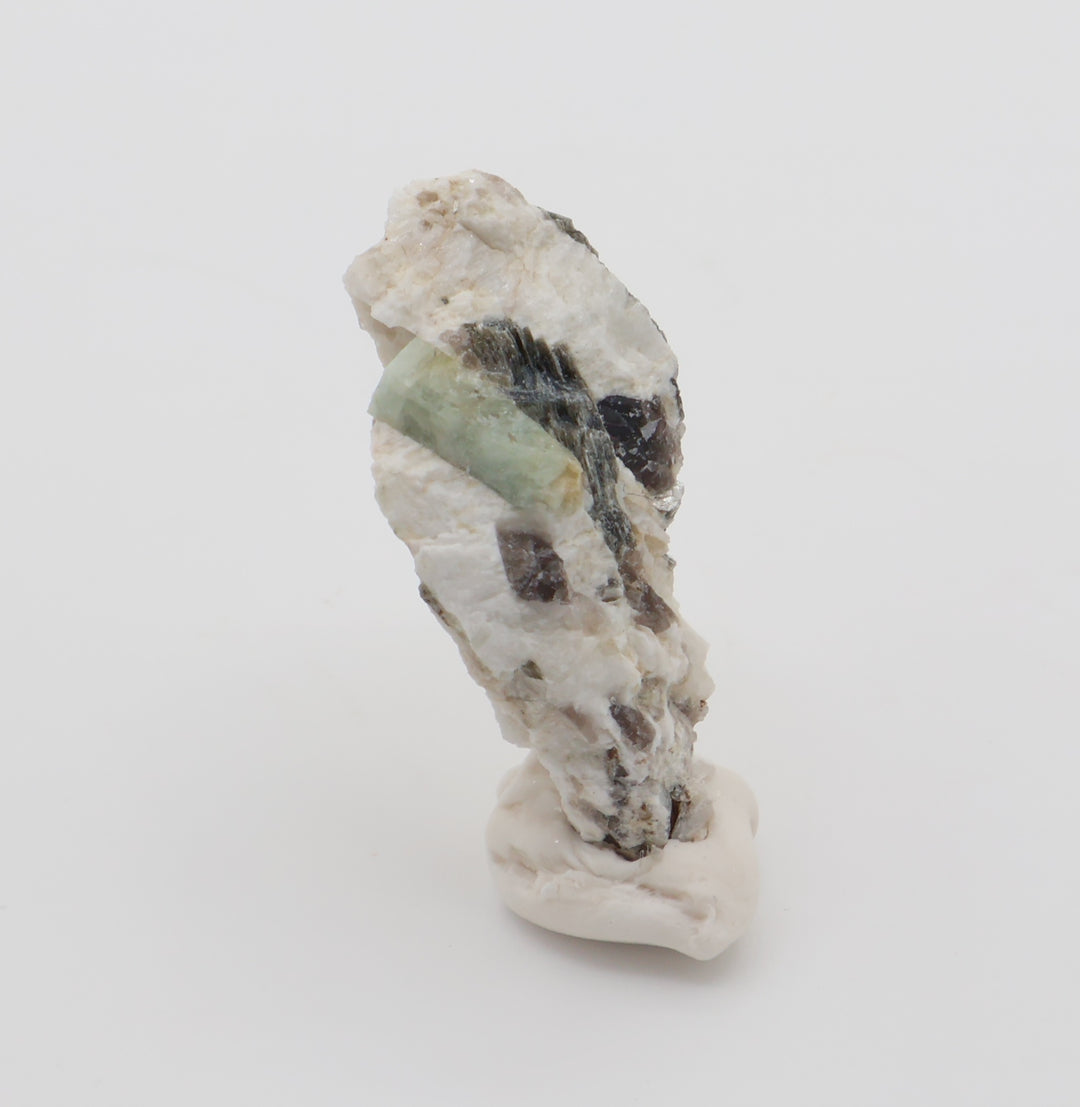 Aquamarine on Mica, Smoky Quartz, Feldspar