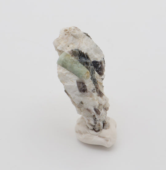 Aquamarine on Mica, Smoky Quartz, Feldspar