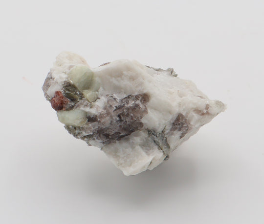 Aquamarine and Spessartine Garnet with Mica, on Smoky Quartz and Feldspar