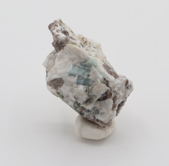 Aquamarine with Mica on Smoky Quartz and Feldspar
