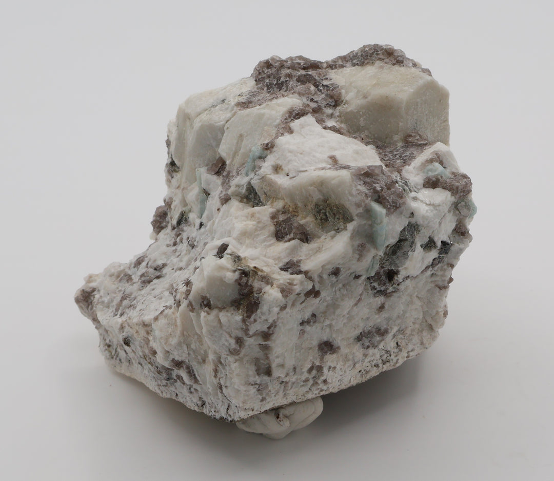 Aquamarine with Mica on Smoky Quartz and Feldspar