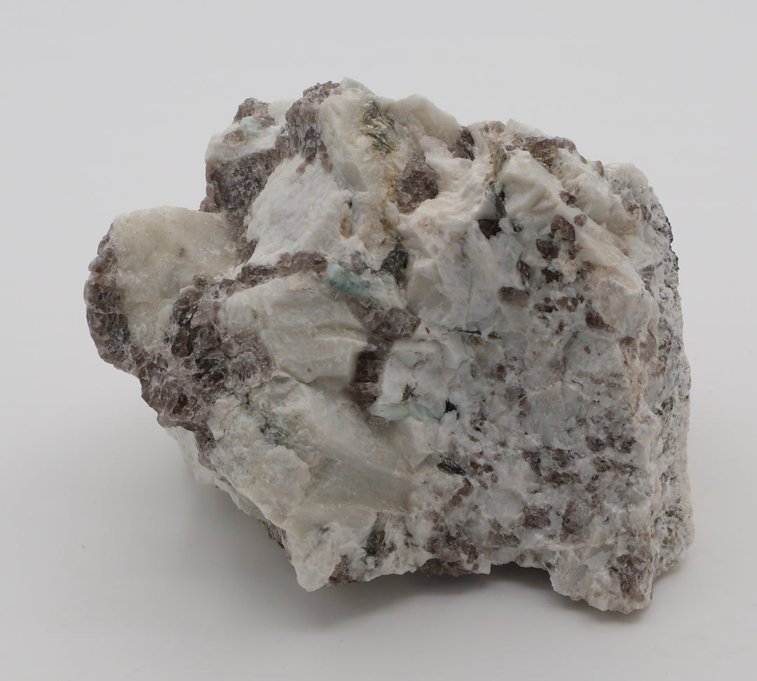 Aquamarine with Mica on Smoky Quartz and Feldspar