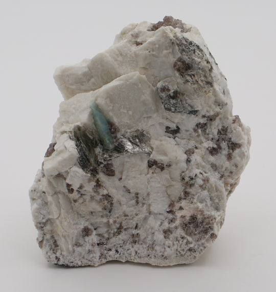 Aquamarine with Mica on Smoky Quartz and Feldspar