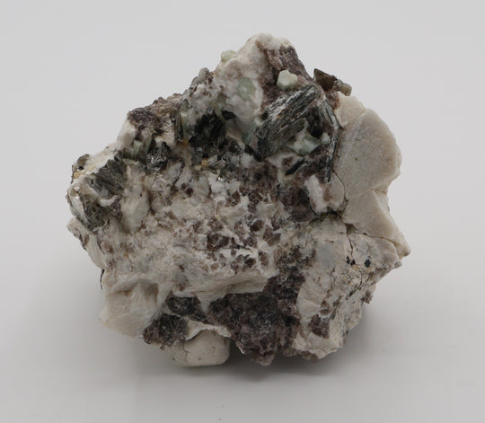 Aquamarine and Bi-Colour Beryl Cluster with Mica on Smoky Quartz and Feldspar