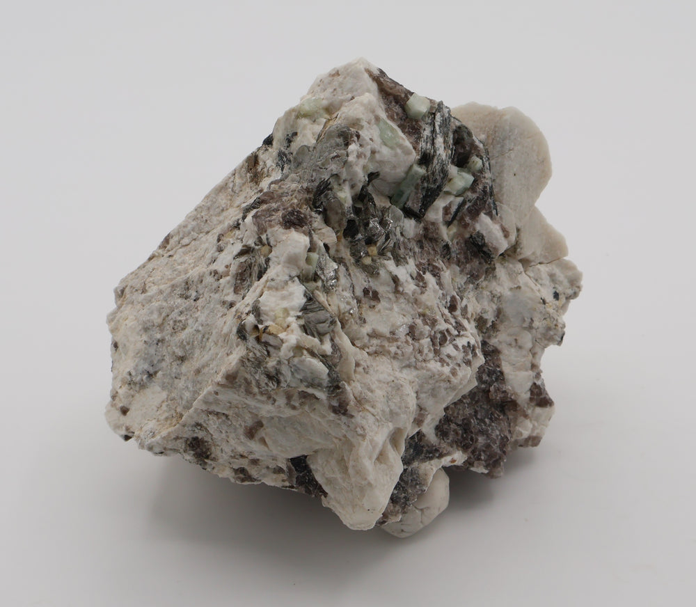 Aquamarine and Bi-Colour Beryl Cluster with Mica on Smoky Quartz and Feldspar