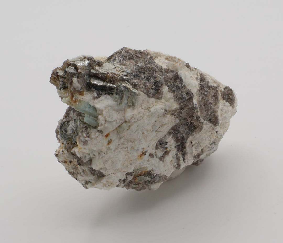 Sceptered Aquamarine with Mica on Smoky Quartz and Feldspar
