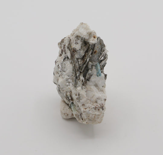 Aquamarine with Spessartine Garnet on Mica, Smoky Quartz, Feldspar