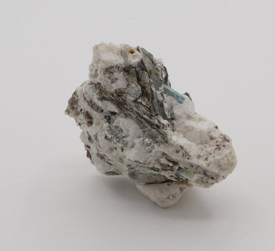 Aquamarine with Spessartine Garnet on Mica, Smoky Quartz, Feldspar