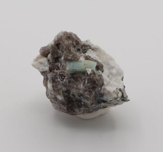 Aquamarine and Spessartine Garnet with Mica, on Smoky Quartz and Feldspar