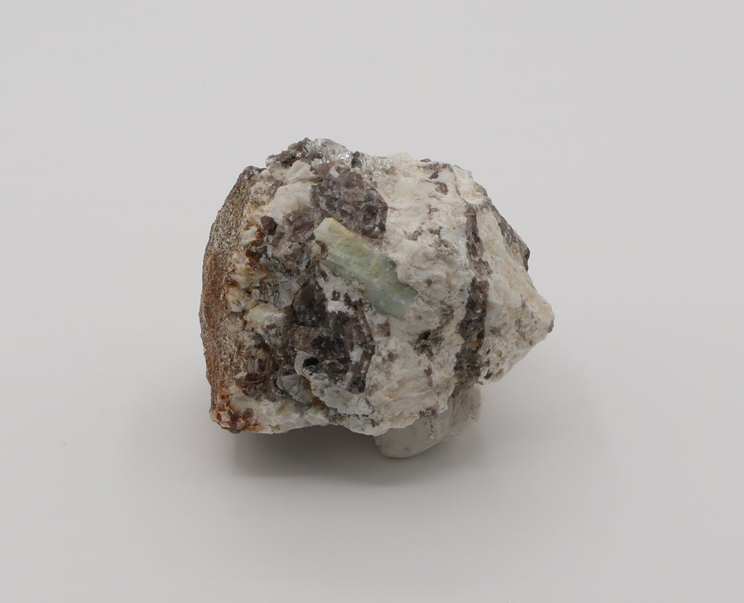 Sceptered Aquamarine with Mica on Smoky Quartz and Feldspar