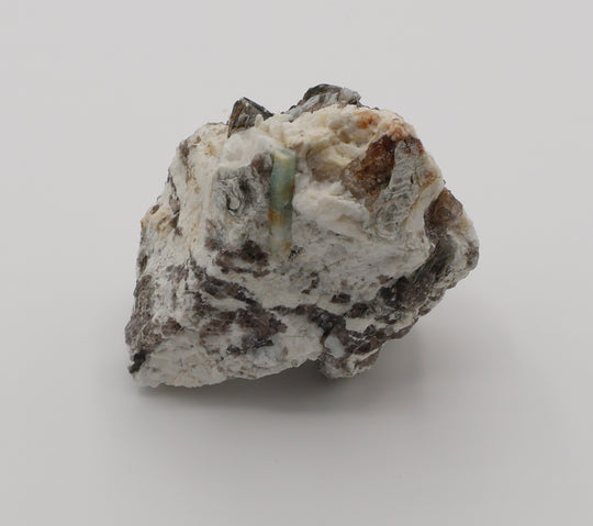 Bi-Colour Beryl and Aquamarine with Mica on Smoky Quartz and Feldspar