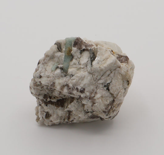 Aquamarine with Mica on Smoky Quartz and Feldspar