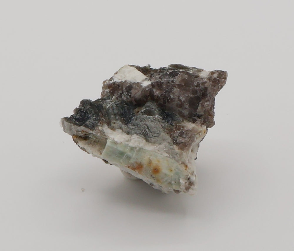 Aquamarine on Mica, Smoky Quartz, Feldspar