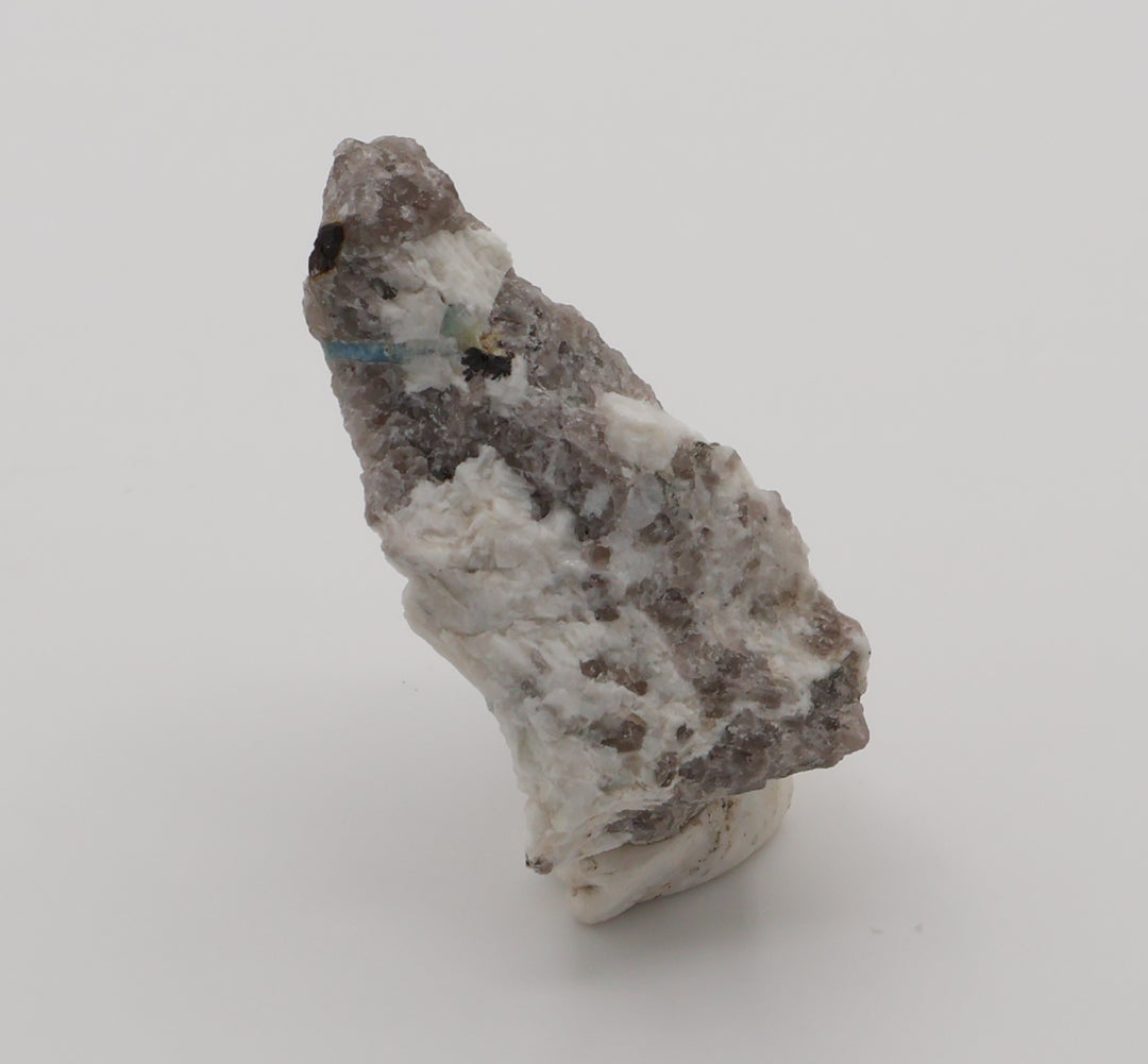 Aquamarine with Hematite on Smoky Quartz and Feldspar