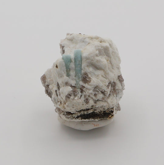 Aquamarine with Mica on Smoky Quartz and Feldspar