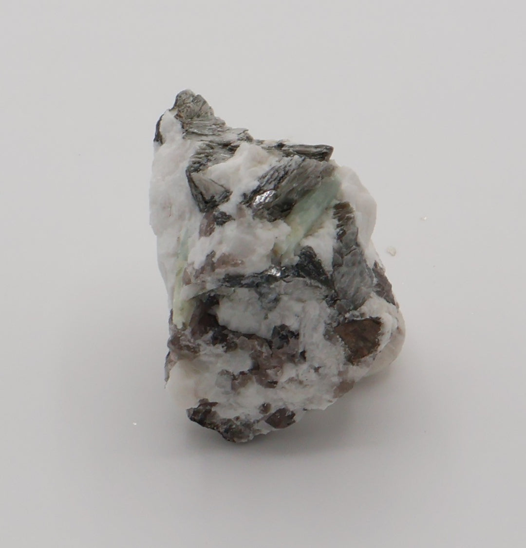 Aquamarine on Mica, Smoky Quartz, Feldspar