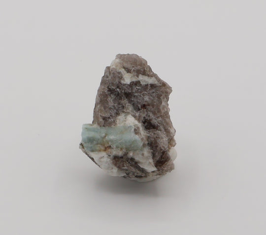 Aquamarine with Spessartine Garnet on Smoky Quartz and Feldspar