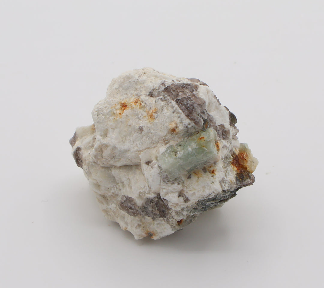 Aquamarine and Heliodor with Mica and Smoky Quartz on Feldspar