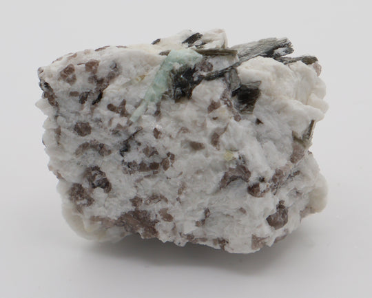 Aquamarine with Mica on Smoky Quartz and Feldspar