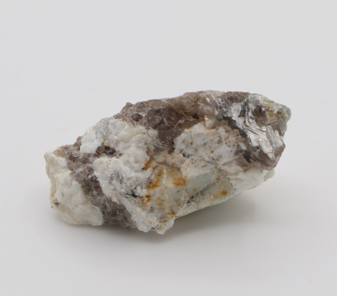 Aquamarine with Mica on Smoky Quartz and Feldspar