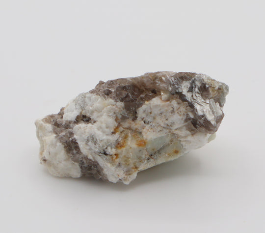 Aquamarine with Mica on Smoky Quartz and Feldspar