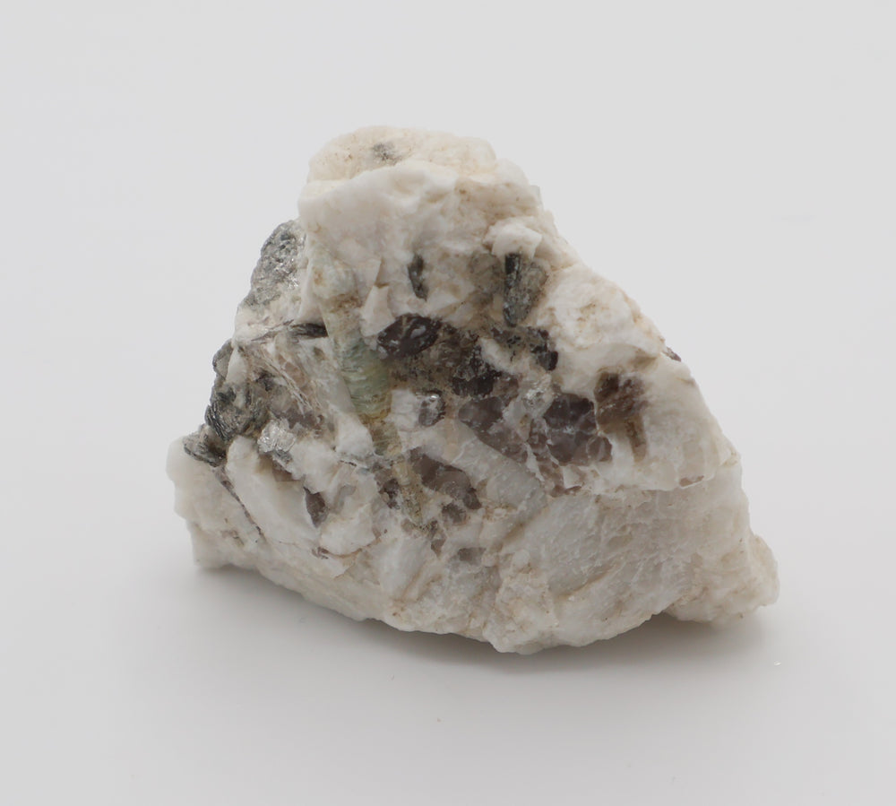 Sceptered Aquamarine with Mica and Smoky Quartz on Feldspar
