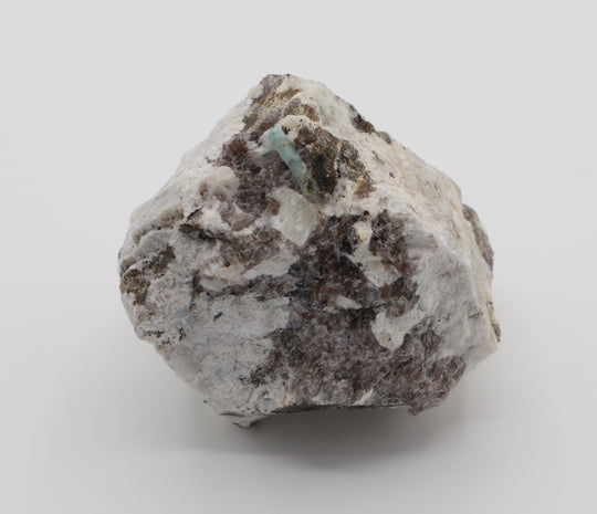 Aquamarine with Mica on Smoky Quartz and Feldspar