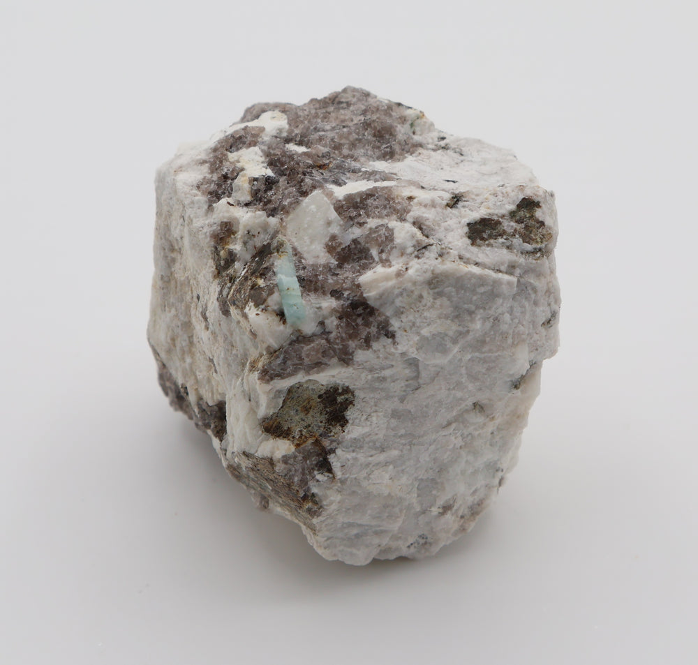 Aquamarine with Mica on Smoky Quartz and Feldspar