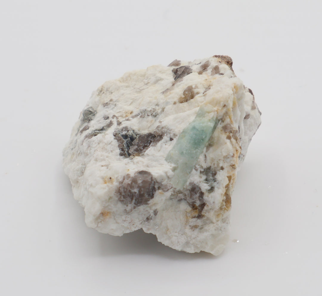 Sceptered Aquamarine on Smoky Quartz and Feldspar