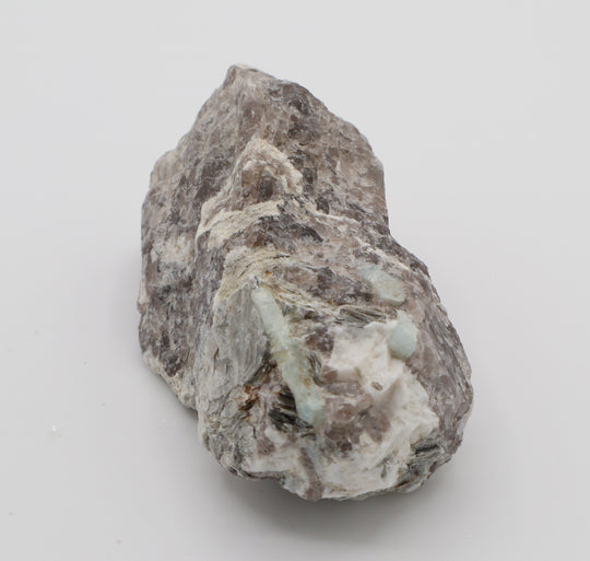 Aquamarine with Mica and Feldspar on Smoky Quartz