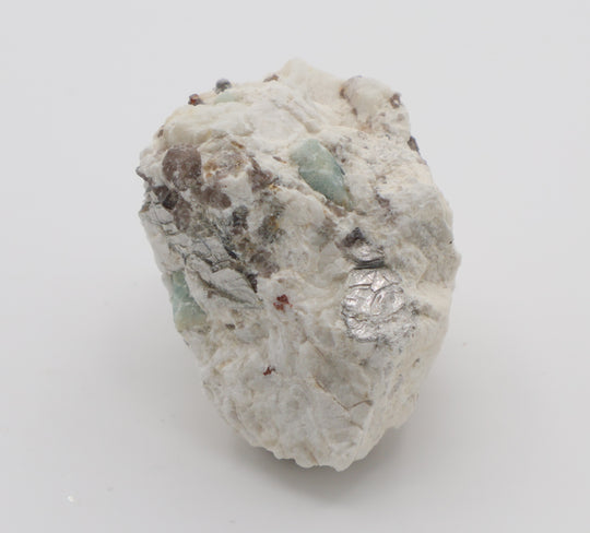 Aquamarine with Spessartine Garnet, Mica, Smoky Quartz, on Feldspar