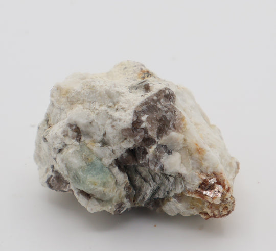 Aquamarine with Mica and Smoky Quartz on Feldspar