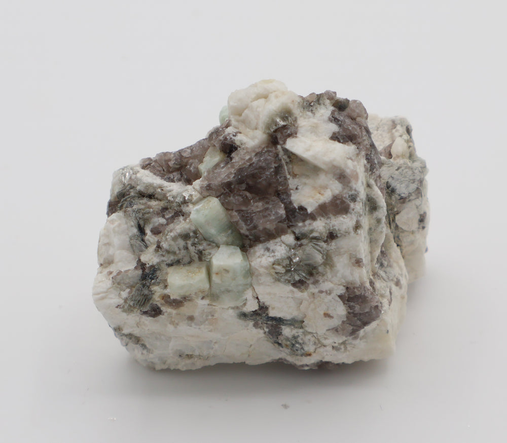 Aquamarine on Mica, Smoky Quartz, Feldspar