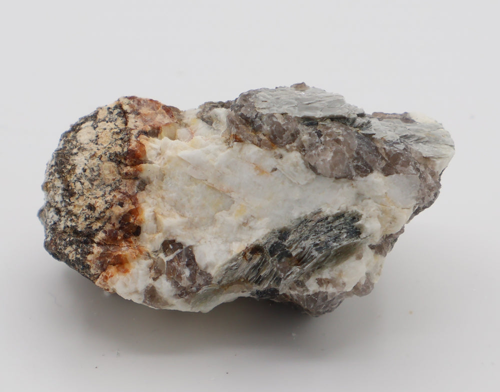 Sceptered Aquamarine on Mica, Smoky Quartz, Feldspar