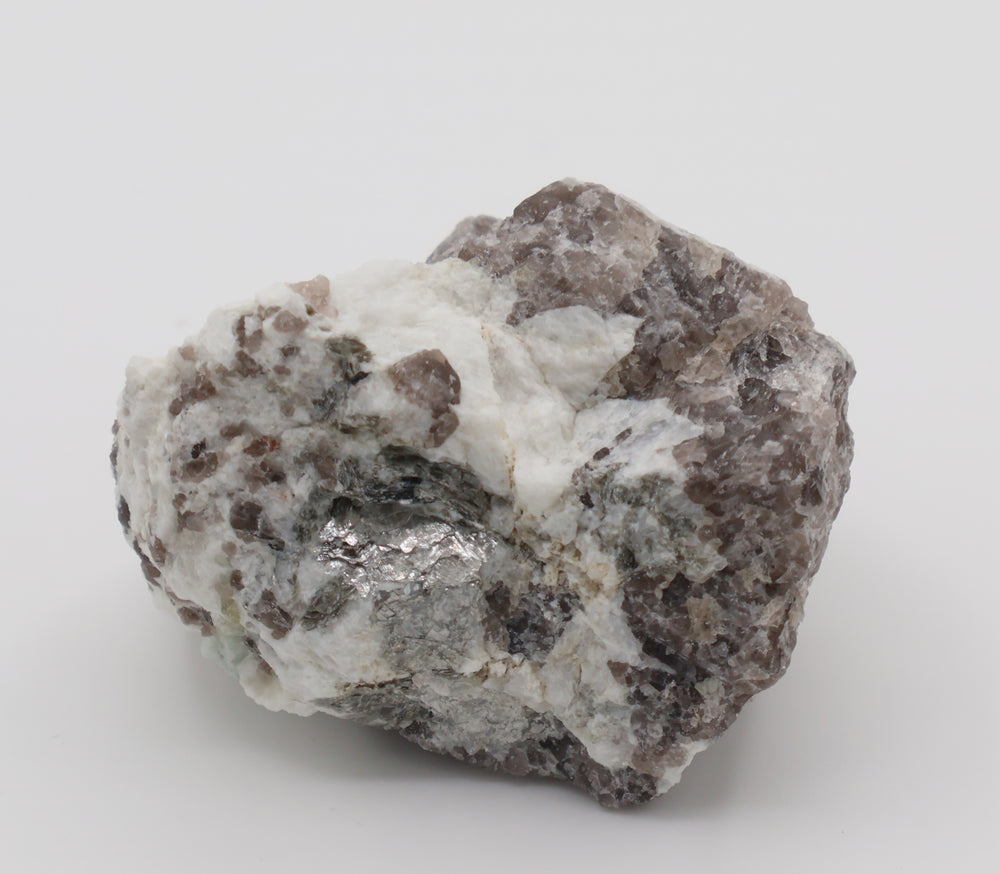 Aquamarine with Mica on Smoky Quartz and Feldspar