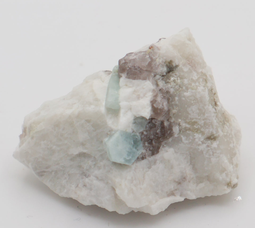 Aquamarine with Smoky Quartz on Feldspar