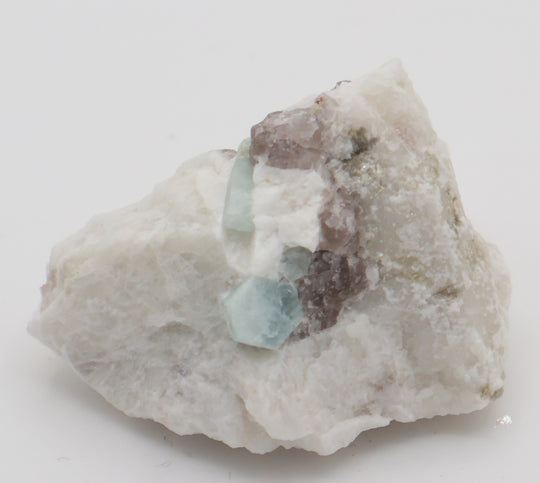 Aquamarine with Smoky Quartz on Feldspar